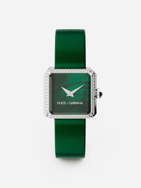 Sofia steel watch with colorless diamonds