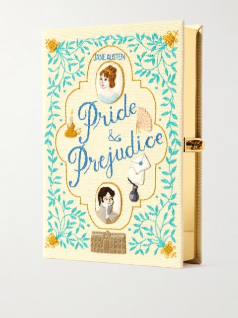 Pride And Prejudice Embroidered Appliquéd Canvas Clutch