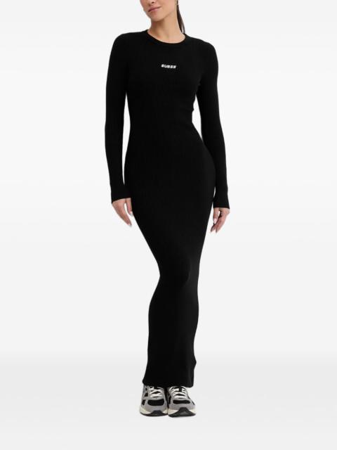 long-sleeve ribbed maxi dress