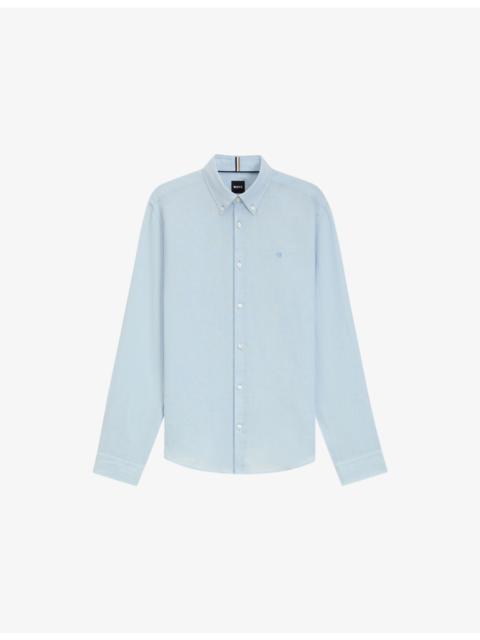 Logo-Embroidered Regular-Fit Linen Shirt