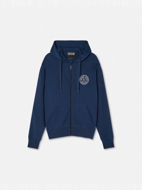 Embroidered V-Emblem Zip Hoodie