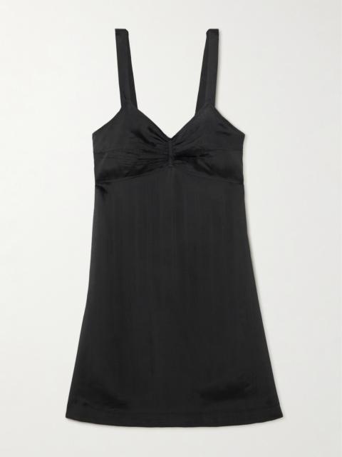 Striped Gathered Organza Mini Dress