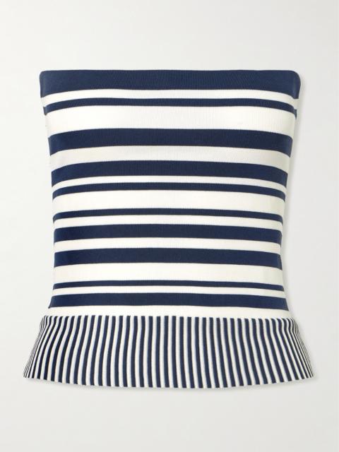 Citara Strapless Striped Cotton-blend Top