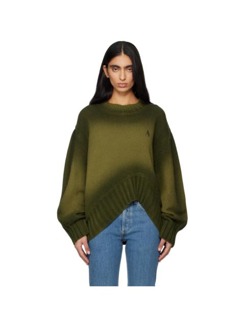 Green Sprayed Wool Cashmere Sweater