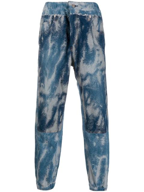 acid wash denim track pants