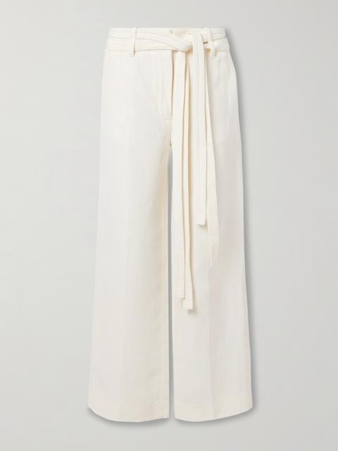 Maggi Belted Cloqué Wide-leg Pants
