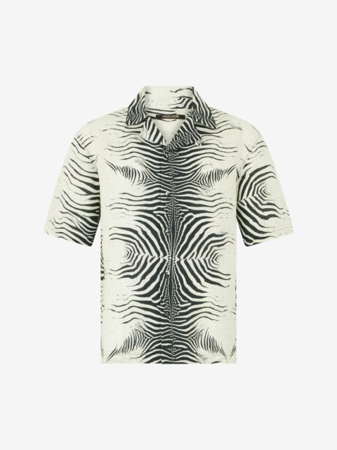 Linen Shirt With Mini Zebra Print