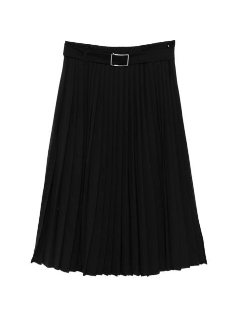 belted pleated midi skirt