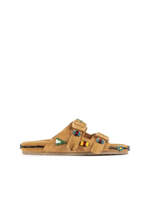 beaded fringed sandals