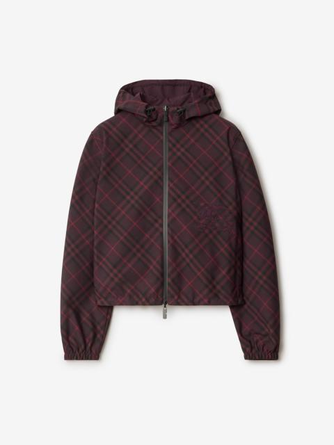 Cropped Reversible Check Hooded Jacket