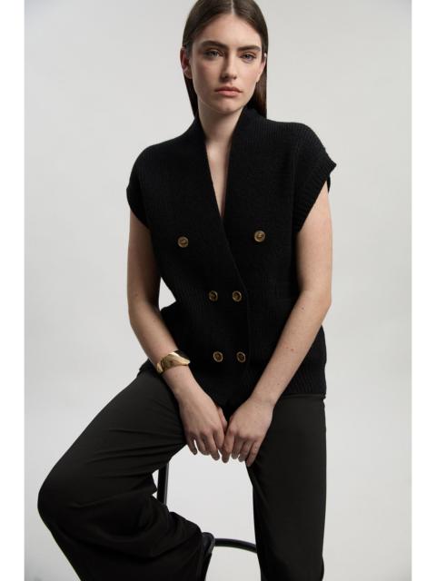 Knit Button Detail Sleeveless Tank Top