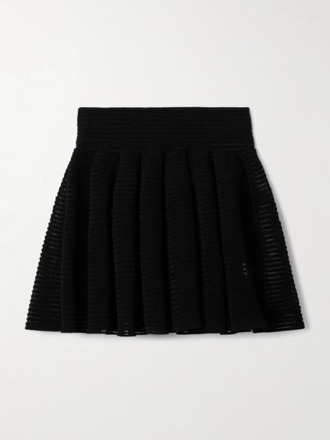 Pleated Open-knit Mini Skirt