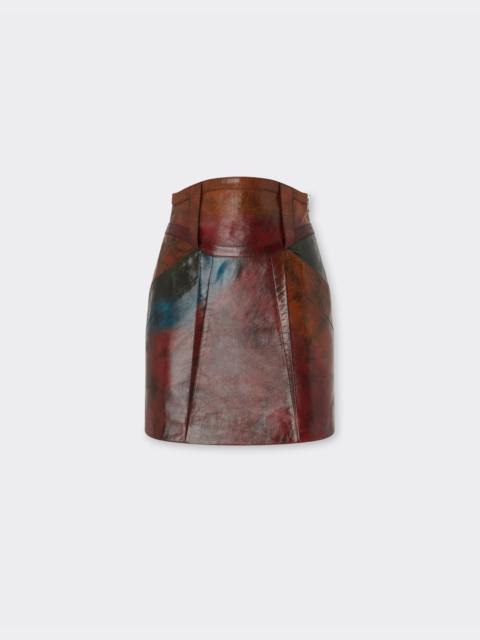 Misted leather mini skirt