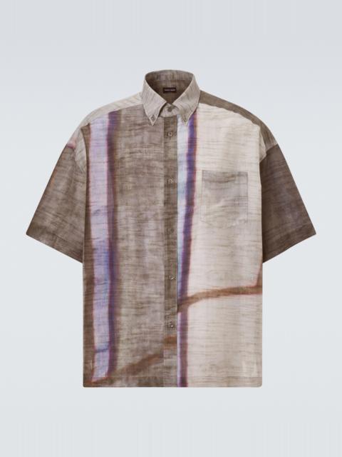 Printed cotton and silk bowling shirt