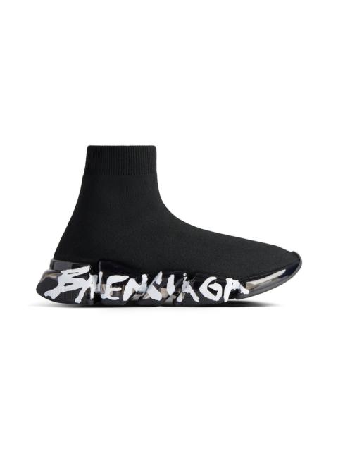 Men's Speed 2.0 Full Clear Sole Graffiti Recycled Knit Sneaker  in Black/white