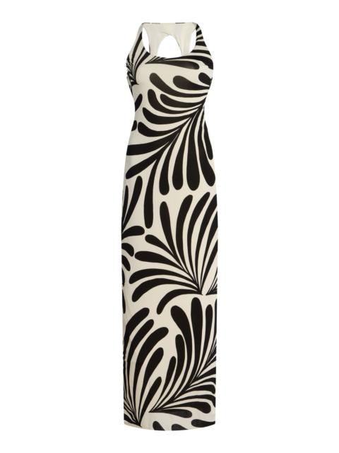 Solange Open Back Jersey Maxi Dress black/white
