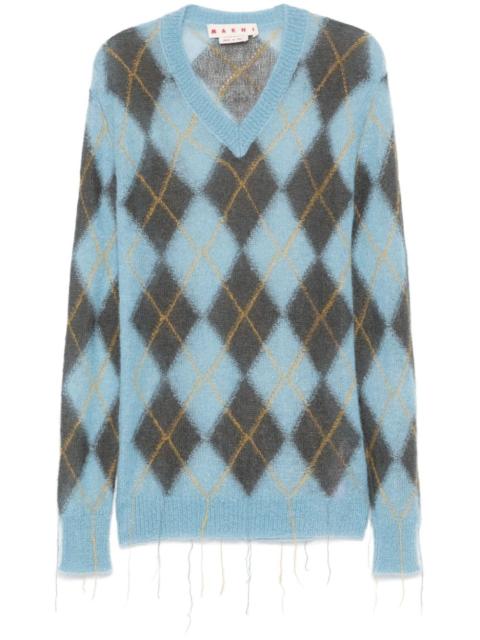 argyle-intarsia sweater