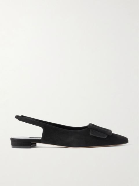 Maylura buckled suede slingback flats Black