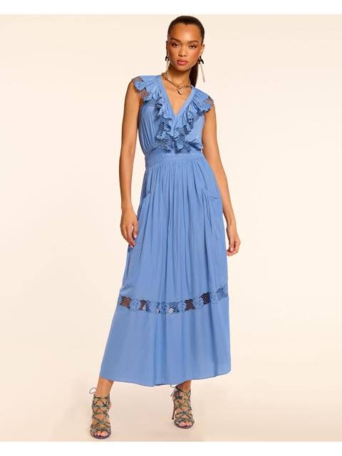Laila V-Neck Smocked Embroidered Maxi Dress