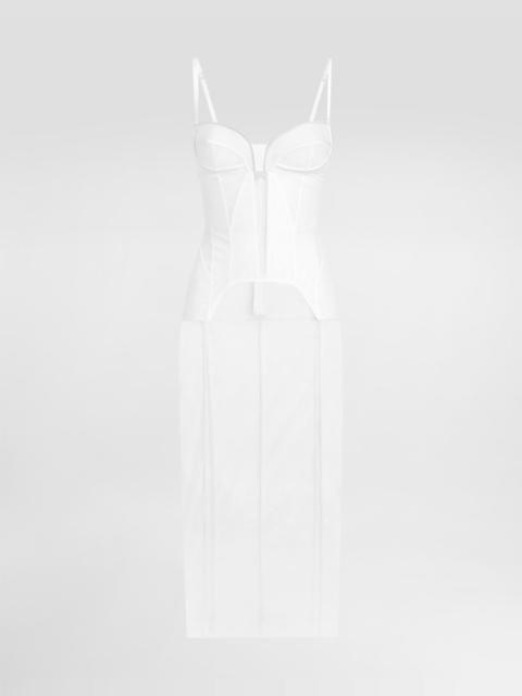 Tulle calf-length dress with corset details