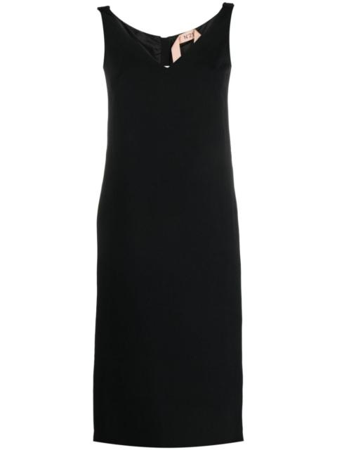 ruched-strap midi dress