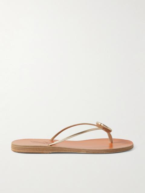 Strovilos Metallic Leather Flip Flops