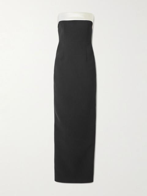 Rhea strapless satin-trimmed crepe gown Black