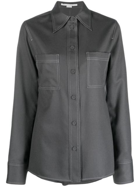 pointed-collar flannel shirt