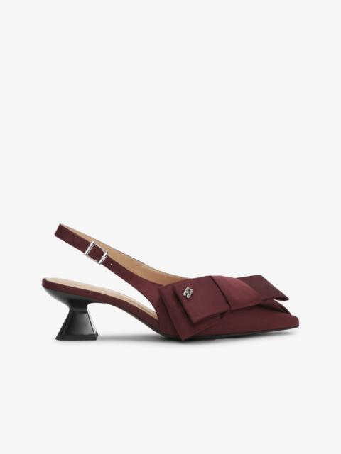 BURGUNDY BOW KITTEN HEEL PUMPS