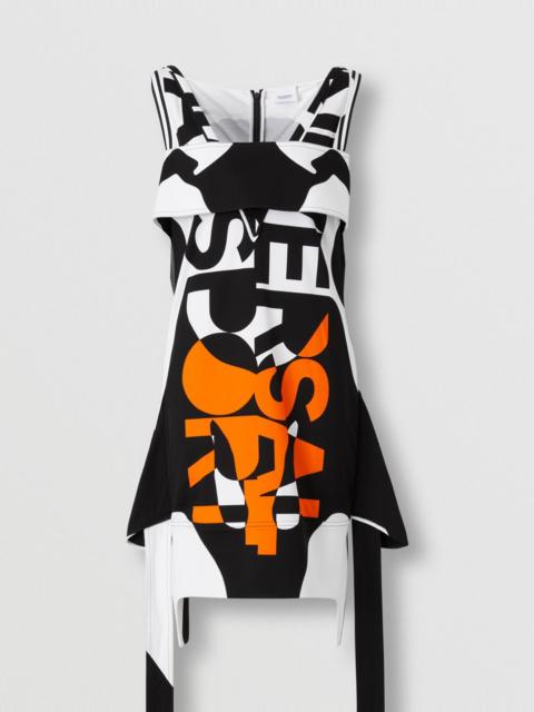 Sleeveless Slogan Print Cotton Dress