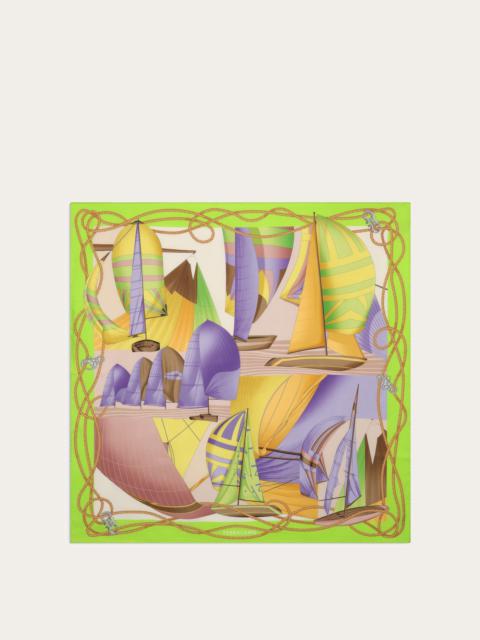 Sailing print silk foulard