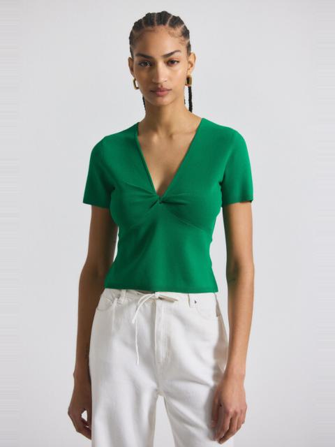 BELLE VISCOSE COMPACT KNIT TWIST FRONT SWEATER