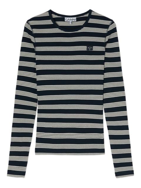 striped embroidered-logo T-shirt