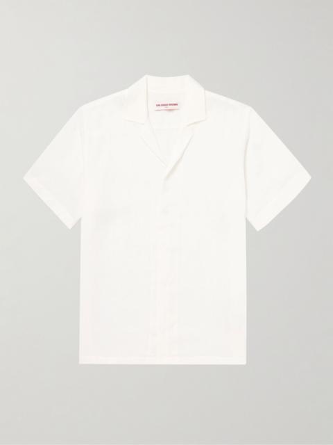 Maitan II Camp-Collar Linen Shirt White