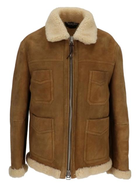 shearling-collared pocket jacket