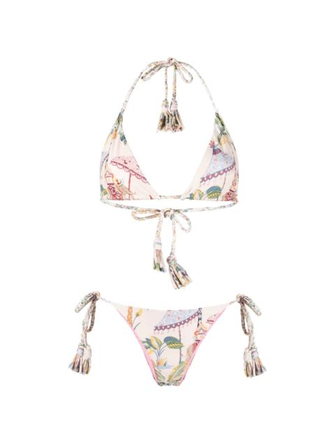 jungle-print halterneck bikini
