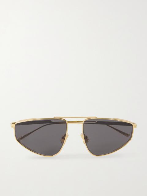 Ribbon Aviator-style Gold-tone Sunglasses