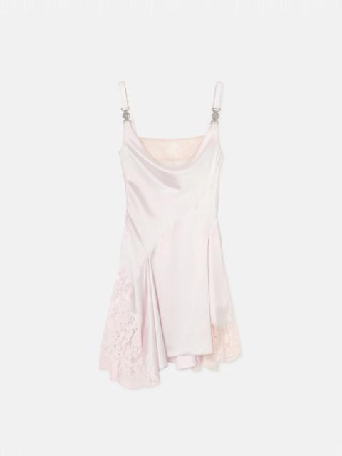 Lace-Trim Satin Mini Dress