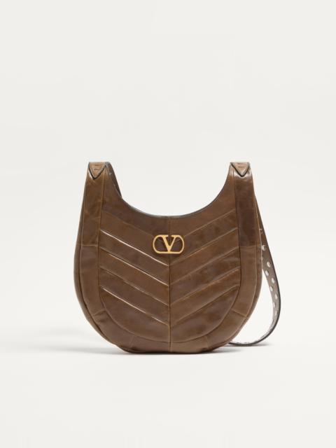 VALENTINO GARAVANI HOBOHO SMALL HOBO BAG IN CHEVRON-PATTERNED NAPPA LEATHER.