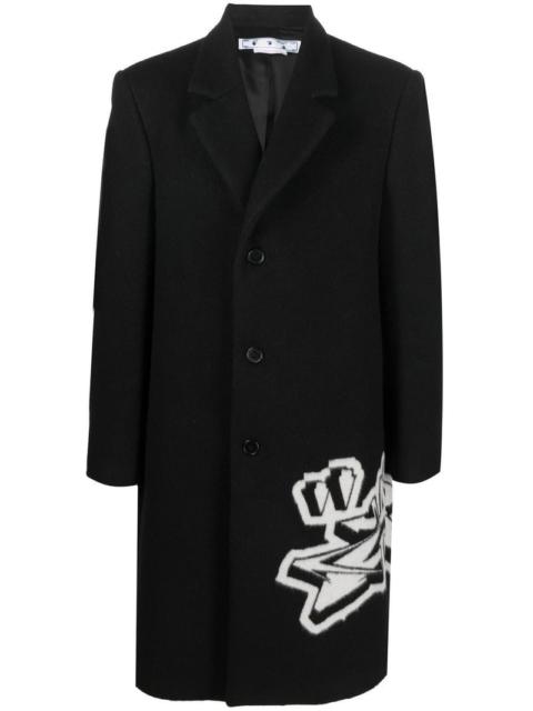 OFF-WHITE Graffiti Wool Overcoat Black