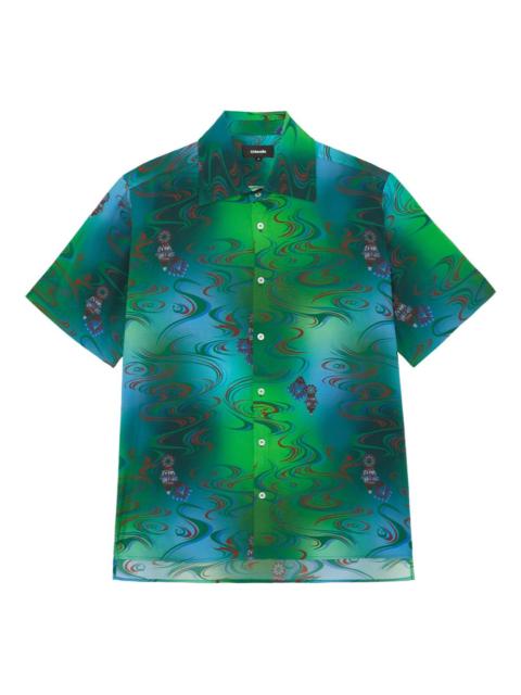 printed button-fastening shirt
