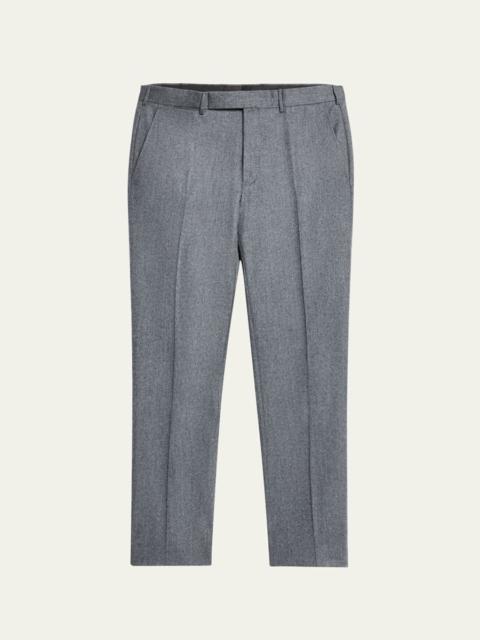 Men's Wool Flannel Flat-Front Trousers