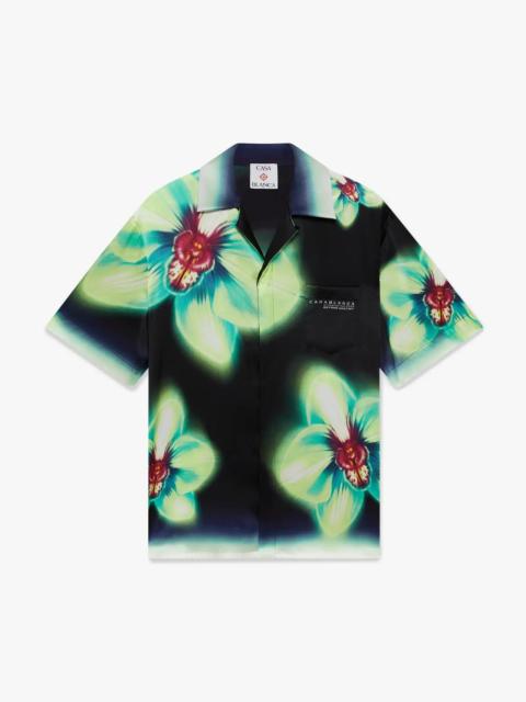 Orchid Glitch Short Sleeve Silk Shirt