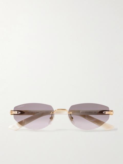 Signature C Décor Rimless Cat-eye Gold-tone And Acetate Sunglasses
