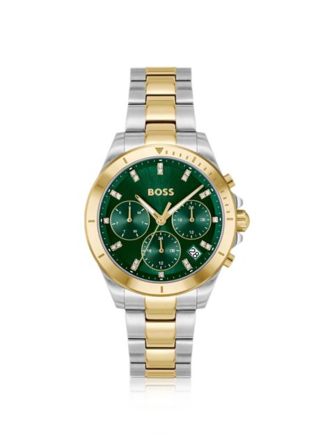 ALLEY GREEN-DIAL WATCH IN TWO-TONE STEEL