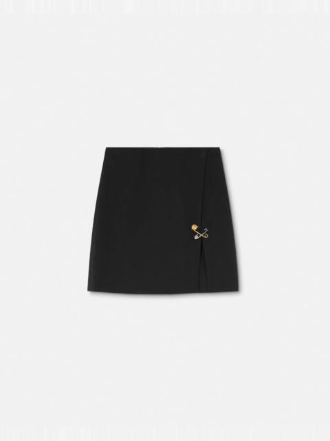 Safety Pin A-Line Wool Mini Skirt
