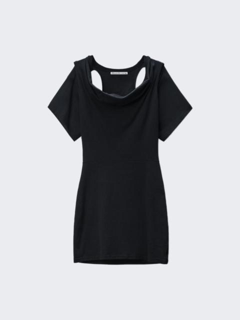 Deconstructed Cowl Neck Mini Dress Black
