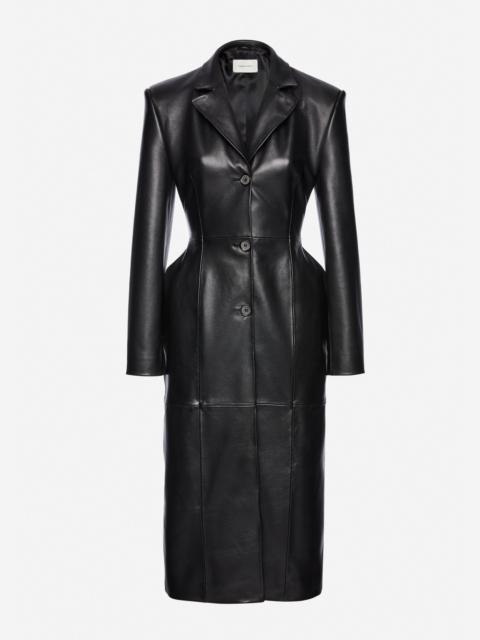 Tailored leather coat in black