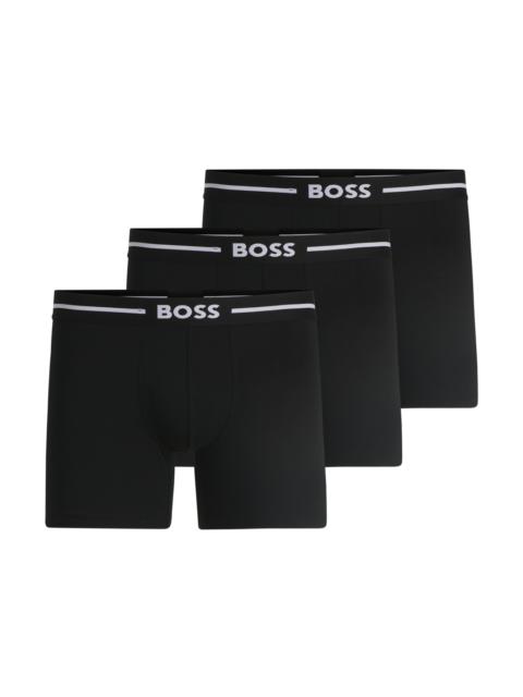 THREE-PACK OF STRETCH-COTTON BOXER BRIEFS WITH LOGOS
