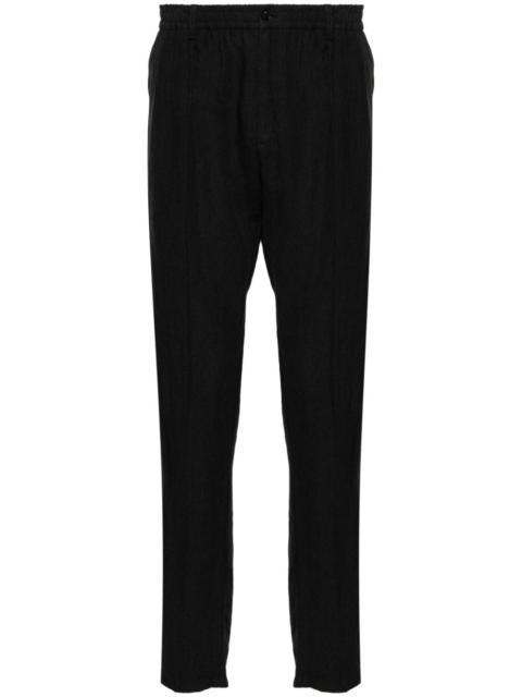 mid-rise tapered linen trousers
